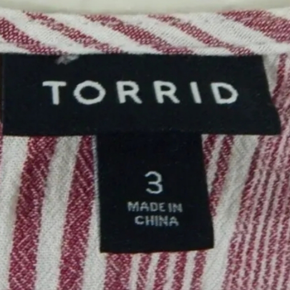 Torrid Striped Rayon Crepe Shirt - Picture 3 of 4